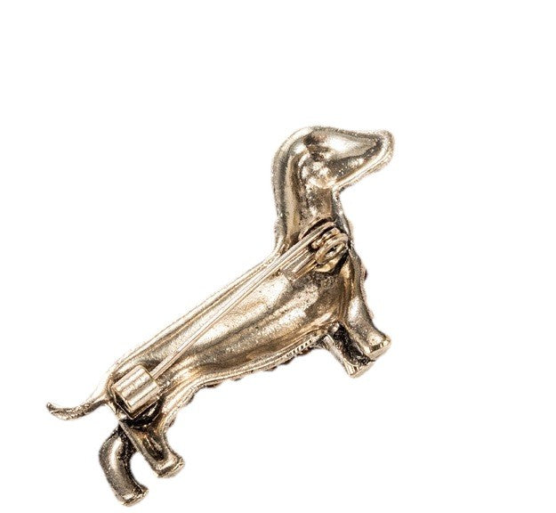 Rhinestone Dachshund Dog Brooch Pin Brown Crystal Puppy Jewelry Gift for Women