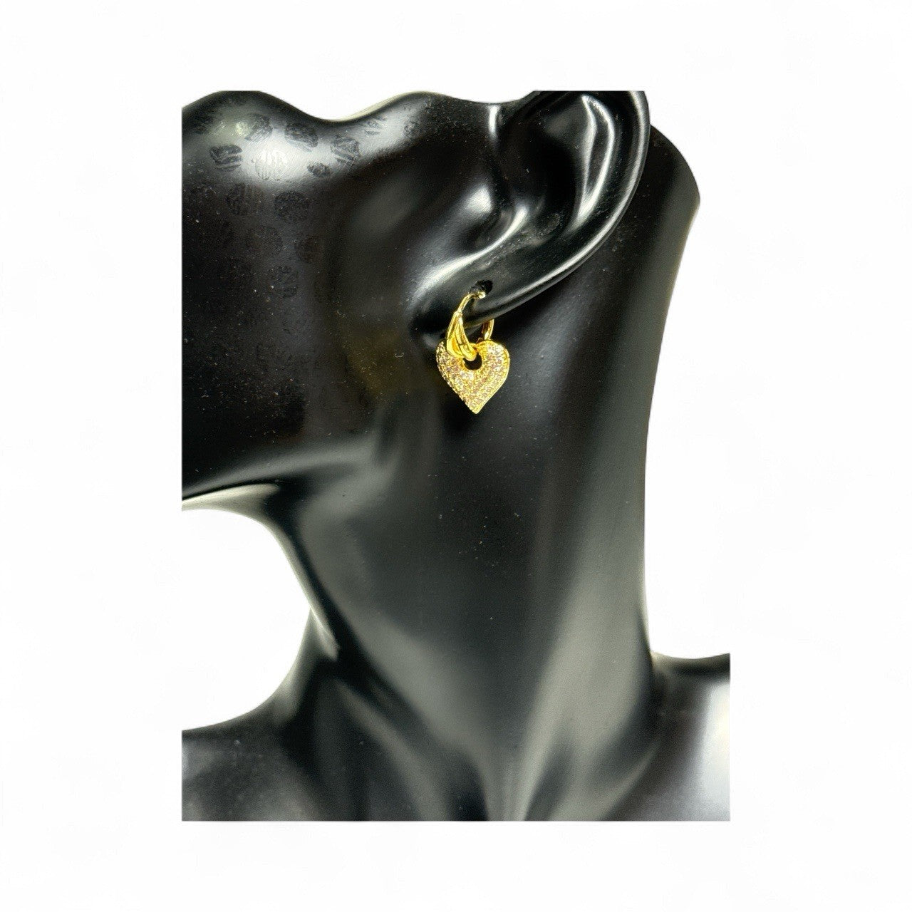 Earrings 18K Gold Plated Heart Hoop Zircon Pave Crystal Gift-Ready Jewelry