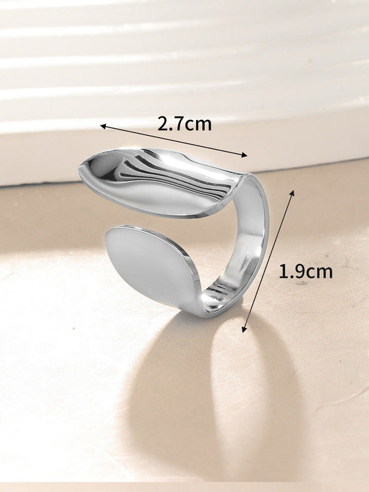 Silver Geometric Open Ring – Stainless Steel, Adjustable, Non-Tarnish