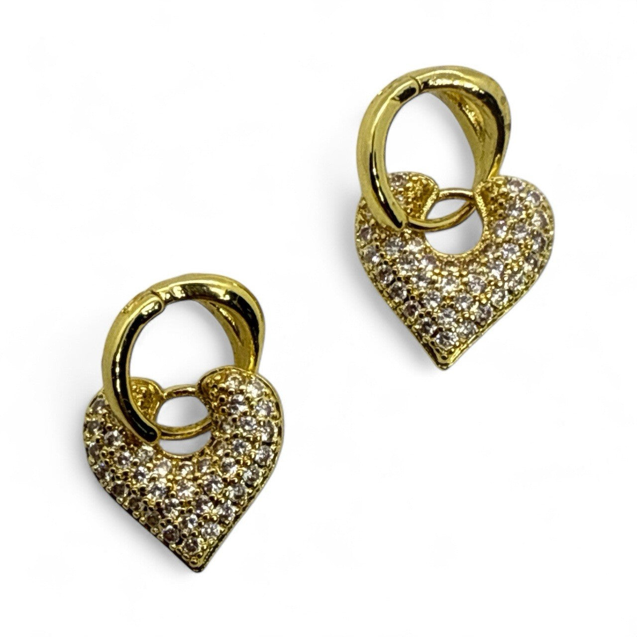 Earrings 18K Gold Plated Heart Hoop Zircon Pave Crystal Gift-Ready Jewelry