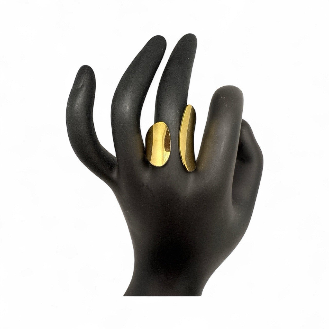 Gold Geometric Open Ring –14K PVD Coated Stainless Steel Adjustable, non-tarnish