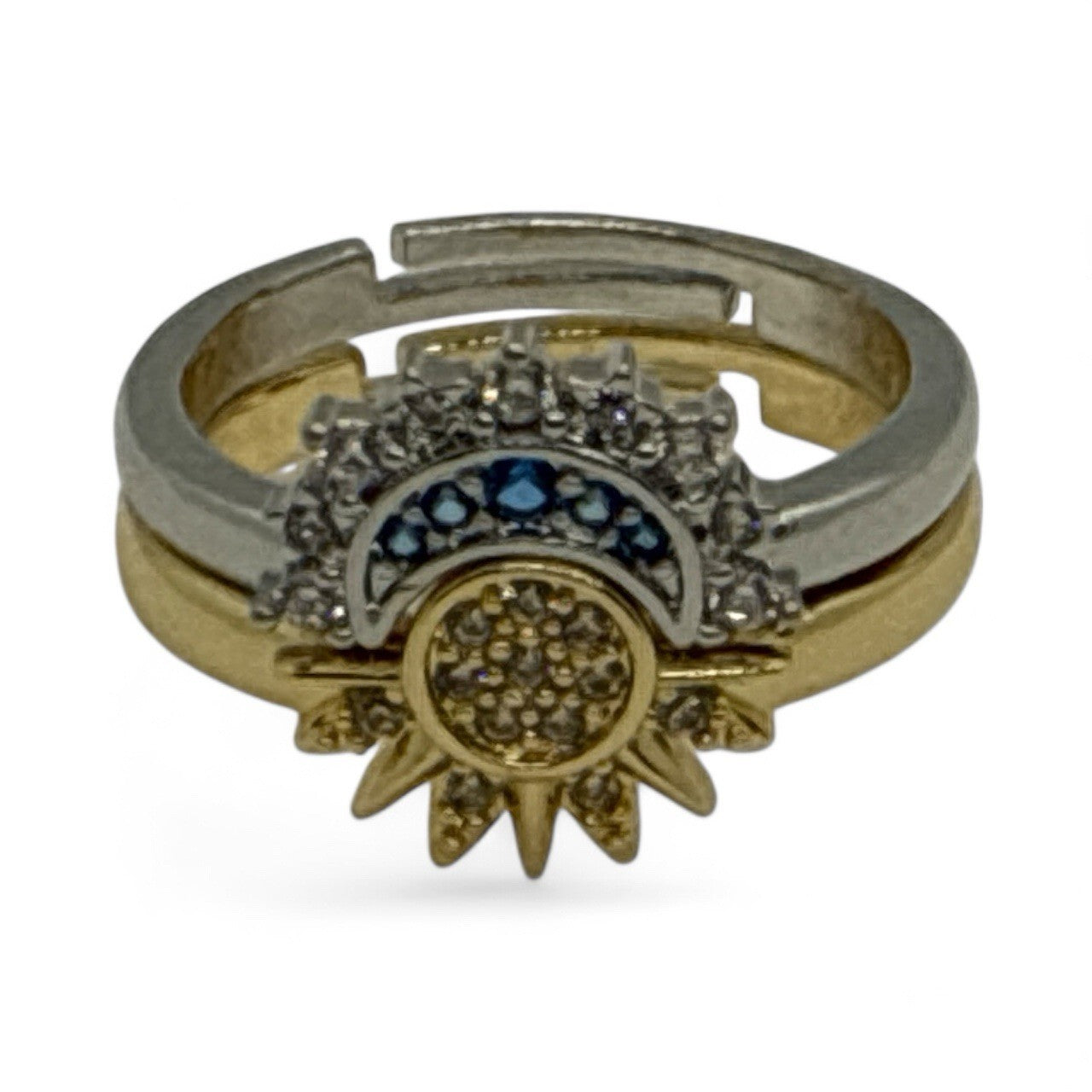 Sun and Moon Adjustable Rings Set Women’s 18K Gold Plated Celestial Jewelry