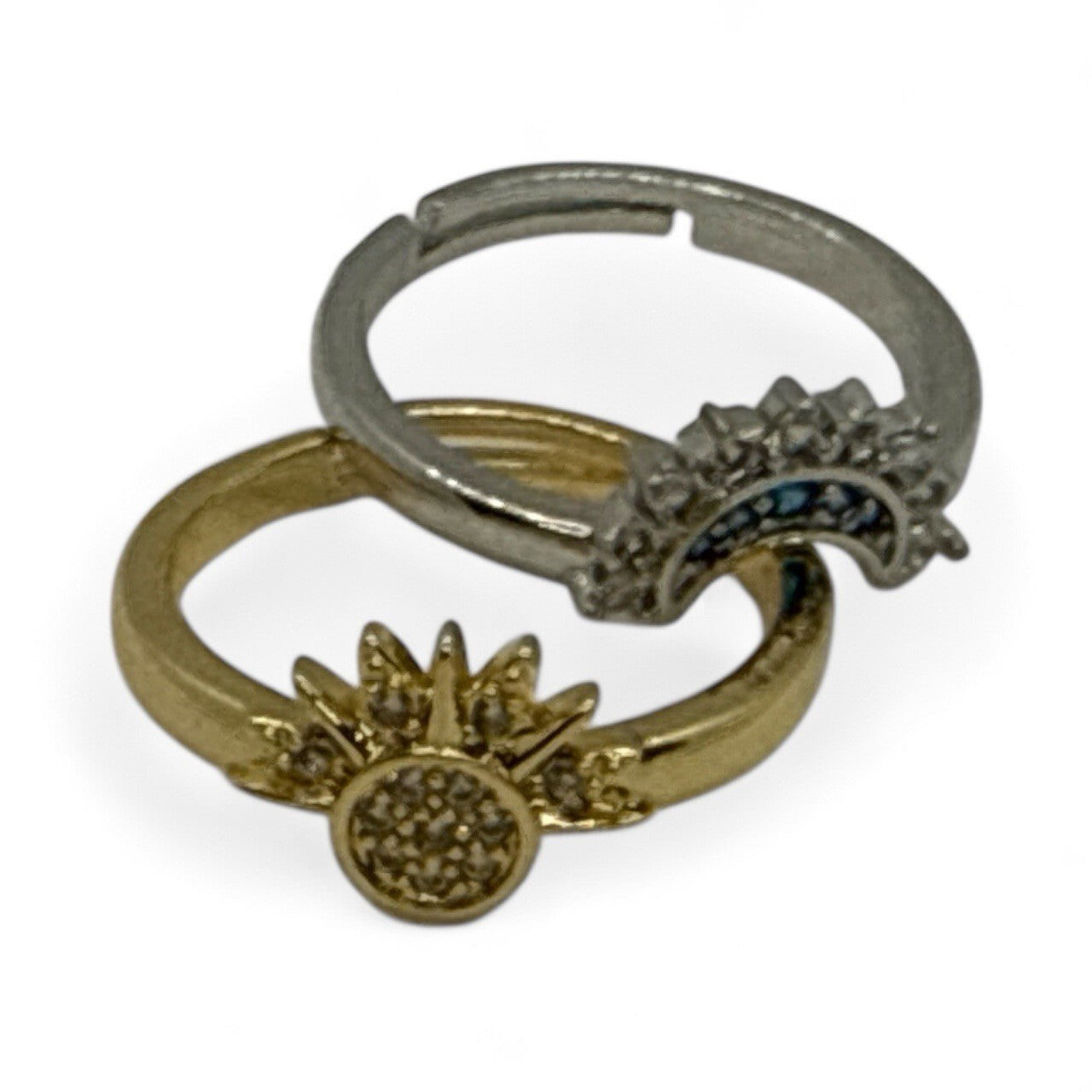 Sun and Moon Adjustable Rings Set Women’s 18K Gold Plated Celestial Jewelry
