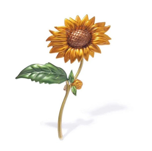 Sunflower Brooch Pin Gold Tone Enamel Flower Jewelry Gift for Women