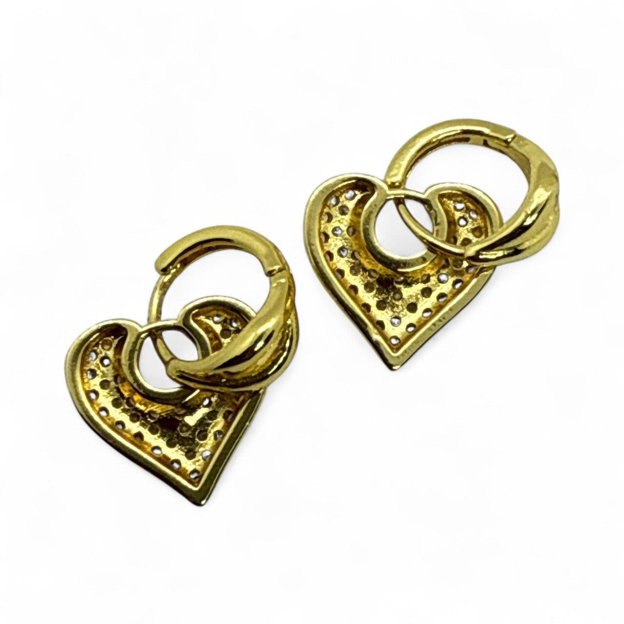 Earrings 18K Gold Plated Heart Hoop Zircon Pave Crystal Gift-Ready Jewelry