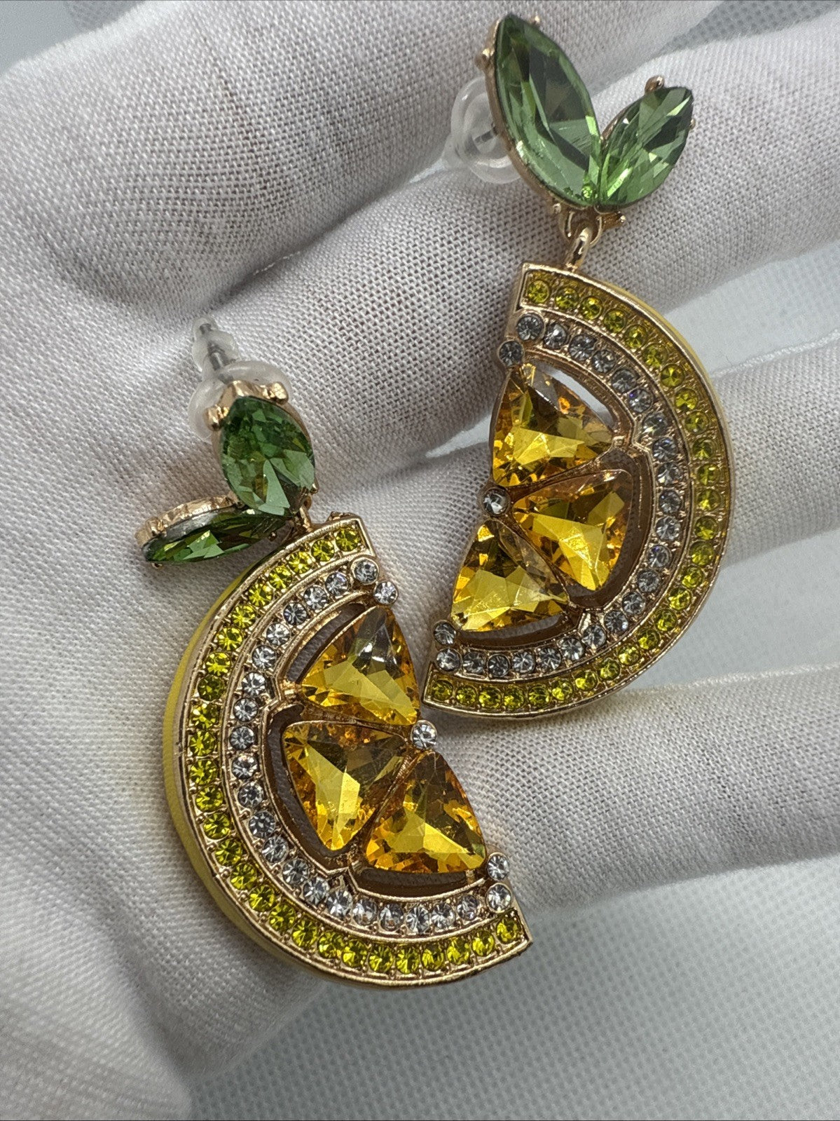 Yellow Lemon Bohemian Fruit Drop Earrings Beaded Dangle Earrings rhinestones new